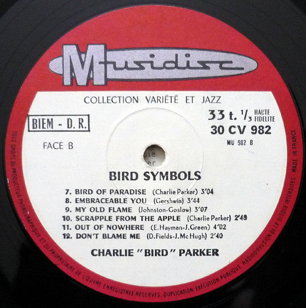 Charlie Parker - "Bird" Symbols (Vinyl, LP, Album, Reissue, Repress) Good Plus (G+) / Very Good (VG)