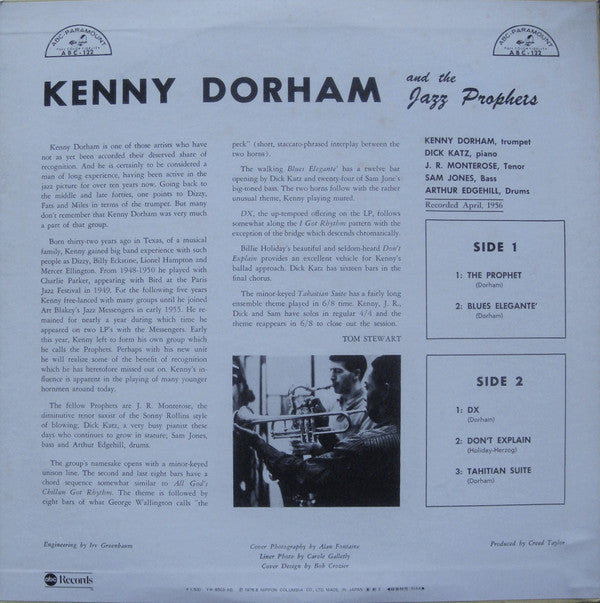 Kenny Dorham And The Jazz Prophets - Vol. 1 (Vinyl, LP, Album, Reissue, Mono) Very Good Plus (VG+) / Very Good (VG)
