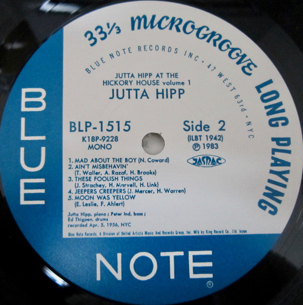 Jutta Hipp - At The Hickory House Volume 1 (Vinyl, LP, Album, Limited Edition, Reissue, Mono) Very Good (VG) / Very Good (VG)
