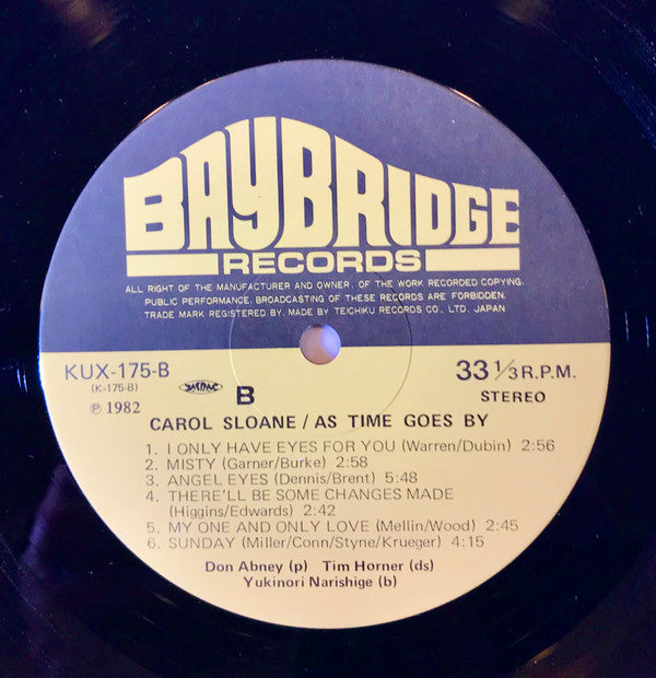 Carol Sloane - As Time Goes By (Vinyl, LP, Album) Very Good Plus (VG+) / Very Good (VG)