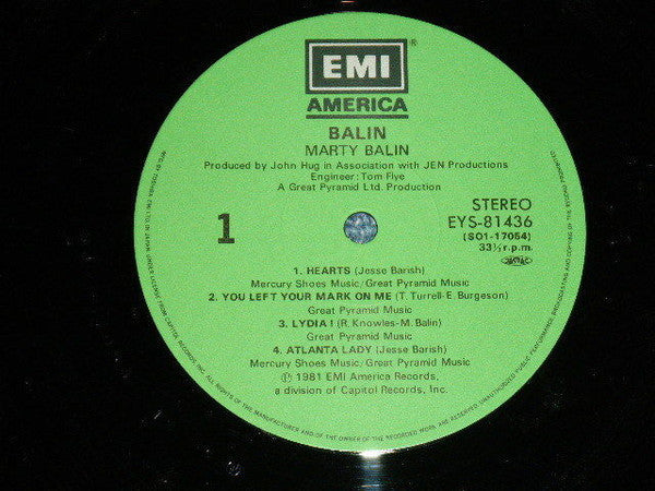 Marty Balin - Balin = Lovers (Vinyl, LP, Album, Stereo) Near Mint (NM or M-) / Very Good Plus (VG+)