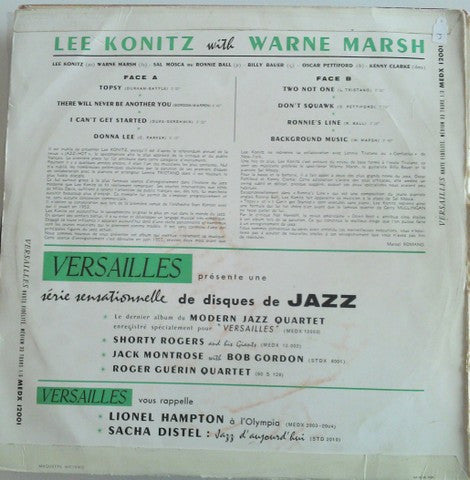 Lee Konitz - Lee Konitz With Warne Marsh (Vinyl, LP, Album) Very Good (VG) / Very Good (VG)