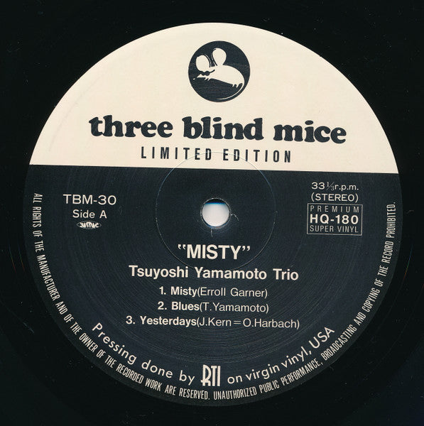 Tsuyoshi Yamamoto Trio - Misty (Vinyl, LP, Album, Limited Edition, Reissue, Stereo) Near Mint (NM or M-) / Near Mint (NM or M-)