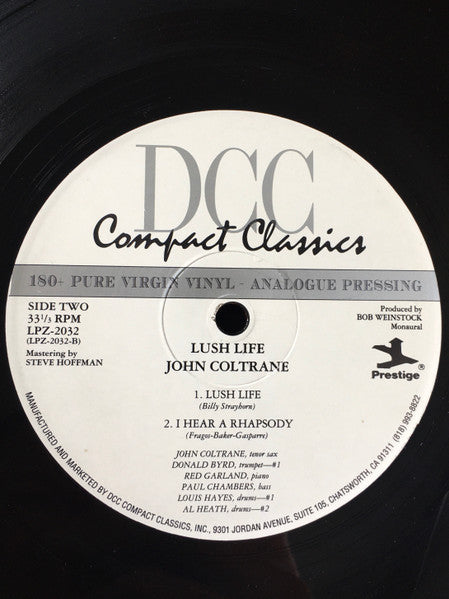 John Coltrane - Lush Life (Vinyl, LP, Album, Limited Edition, Numbered, Reissue, Remastered, Mono) Near Mint (NM or M-) / Very Good Plus (VG+)