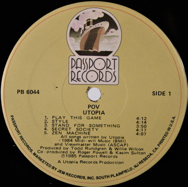 Utopia (5) - POV (Vinyl, LP, Album) Very Good Plus (VG+) / Very Good Plus (VG+)