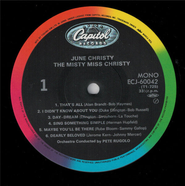 June Christy - The Misty Miss Christy (Vinyl, LP, Album, Reissue, Mono) Near Mint (NM or M-) / Very Good (VG)