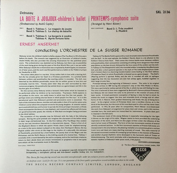 Claude Debussy - La Boite A Joujoux / Printemps (Vinyl, LP, Stereo, Reissue) Very Good Plus (VG+) / Very Good (VG)