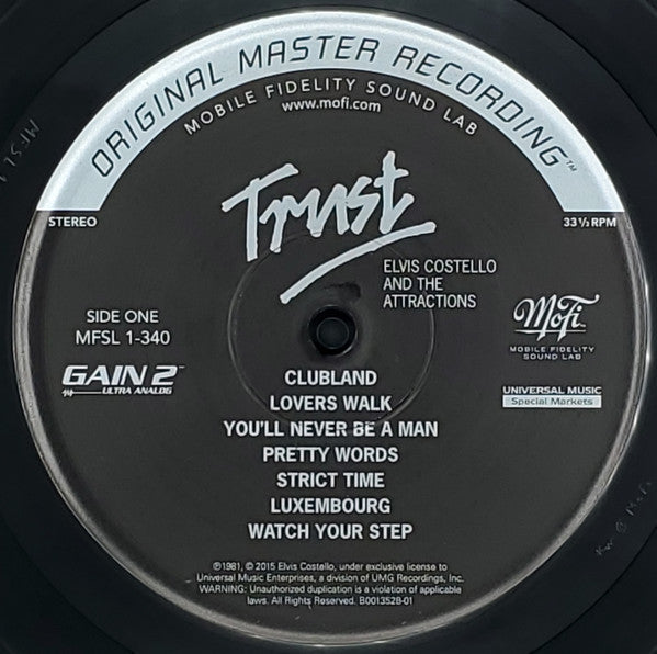 Elvis Costello & The Attractions - Trust (Vinyl, LP, Album, Limited Edition, Numbered, Reissue, Remastered, Stereo) Mint (M) / Mint (M)