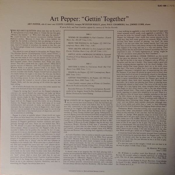 Art Pepper - Gettin' Together! (Vinyl, LP, Album, Reissue, Stereo) Very Good Plus (VG+) / Very Good (VG)