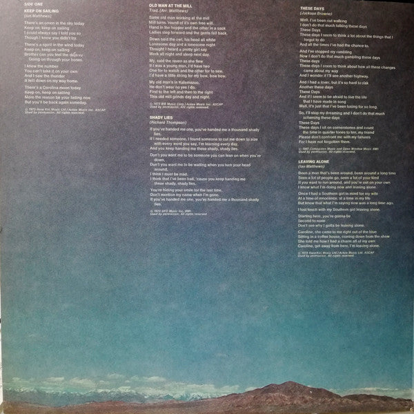 Iain Matthews - Valley Hi (Vinyl, LP, Album, Stereo) Very Good Plus (VG+) / Very Good Plus (VG+)