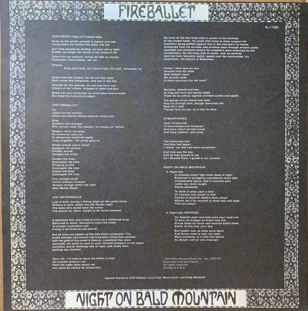 Fireballet - Night On Bald Mountain (Vinyl, LP, Album) Very Good (VG) / Good (G)