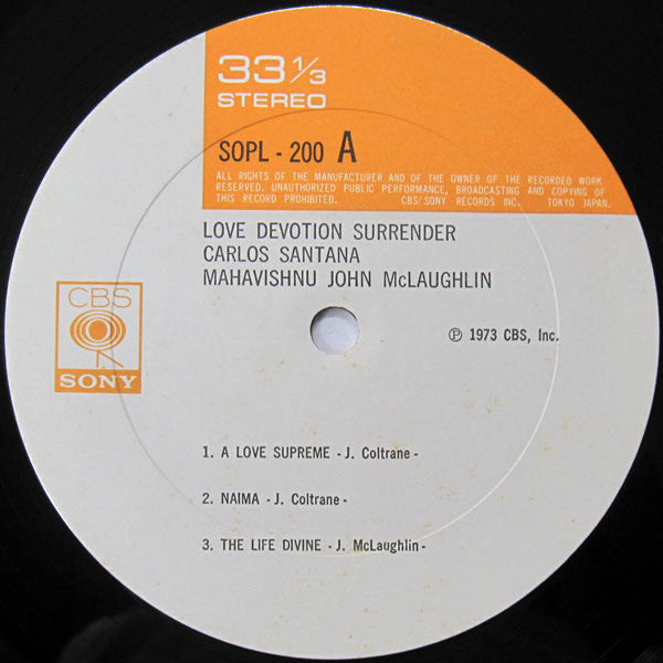 Carlos Santana - Love Devotion Surrender (Vinyl, LP, Album)