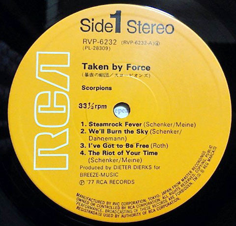 Scorpions - Taken By Force (Vinyl, LP, Album, Stereo) Very Good Plus (VG+) / Very Good Plus (VG+)