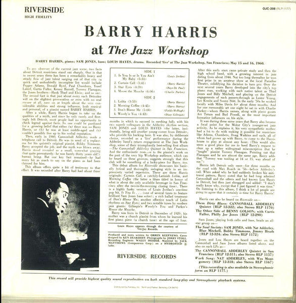 Barry Harris (2) - At The Jazz Workshop (Vinyl, LP, Album, Reissue)