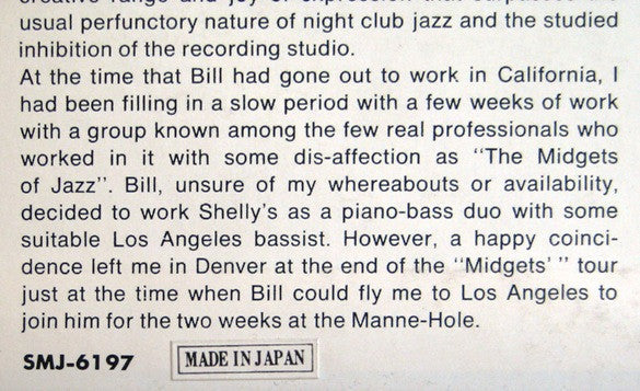 The Bill Evans Trio - At Shelly's Manne-Hole, Hollywood, California (Vinyl, LP, Album, Reissue) Near Mint (NM or M-) / Near Mint (NM or M-)