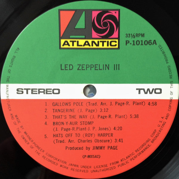 Led Zeppelin - Led Zeppelin III (Vinyl, LP, Album, Reissue, Stereo) Very Good (VG) / Good Plus (G+)