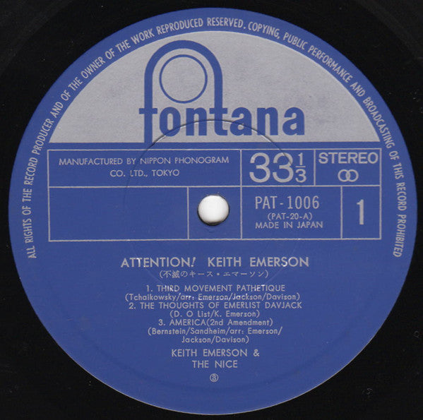 Keith Emerson - Attention! Keith Emerson (Vinyl, LP, Compilation, Limited Edition) Very Good Plus (VG+) / Very Good Plus (VG+)