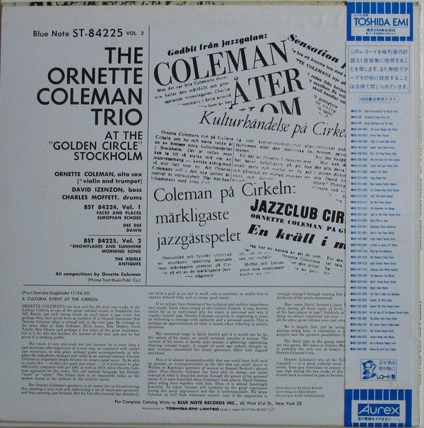 The Ornette Coleman Trio - At The "Golden Circle" Stockholm - Volume Two (Vinyl, LP, Album, Reissue, Stereo) Very Good Plus (VG+) / Very Good Plus (VG+)