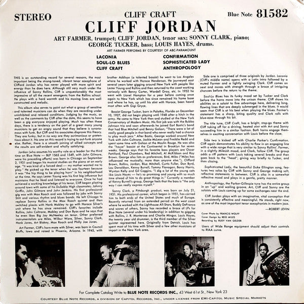 Clifford Jordan - Cliff Craft (Vinyl, LP, Album, Reissue, Stereo) Near Mint (NM or M-) / Very Good Plus (VG+)