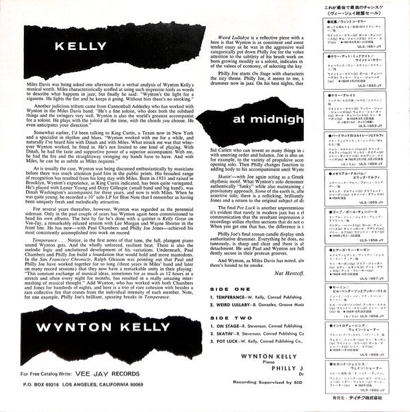 Wynton Kelly - Kelly At Midnite (Vinyl, LP, Album, Reissue, Stereo) Very Good Plus (VG+) / Very Good (VG)