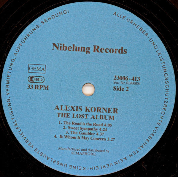 Alexis Korner - The Lost Album (Vinyl, LP, Album) Very Good Plus (VG+) / Very Good Plus (VG+)
