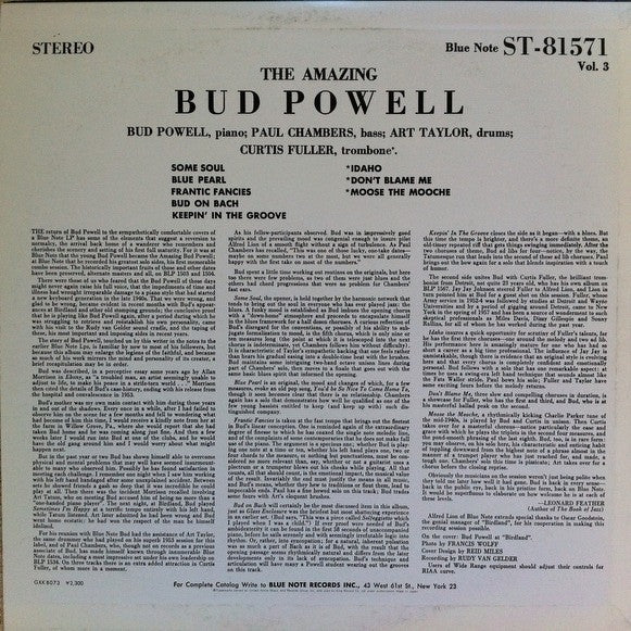 Bud Powell - The Amazing Bud Powell, Vol. 3 - Bud! (Vinyl, LP, Album, Stereo, Reissue) Very Good Plus (VG+) / Very Good Plus (VG+)