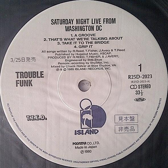 Trouble Funk - Saturday Night Live From Washington DC (Vinyl, LP, Album, Promo) Very Good (VG) / Very Good (VG)
