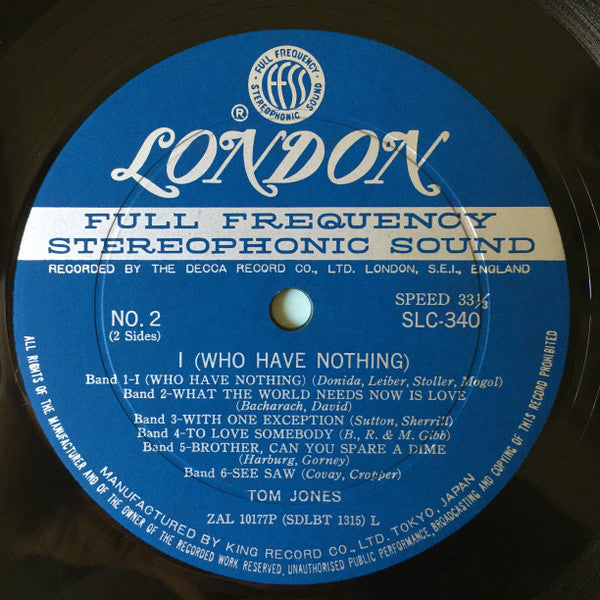 Tom Jones - I Who Have Nothing (Vinyl, LP, Album) Very Good Plus (VG+) / Very Good Plus (VG+)