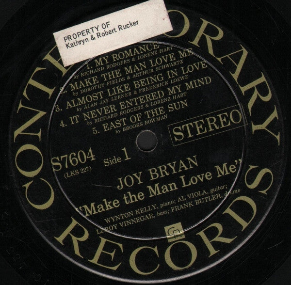 Joy Bryan - Make The Man Love Me (Vinyl, LP, Album, Stereo) Very Good (VG) / Good (G)