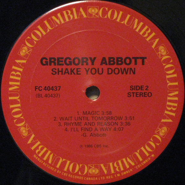 Gregory Abbott - Shake You Down (Vinyl, LP, Album) Very Good Plus (VG+) / Very Good Plus (VG+)