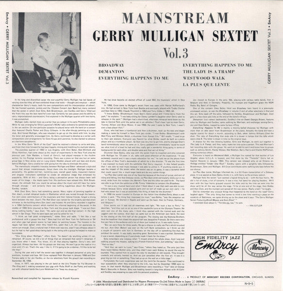 Gerry Mulligan And His Sextet - Mainstream Of Jazz Vol. 3 (Vinyl, LP, Album, Mono) Very Good Plus (VG+) / Very Good Plus (VG+)
