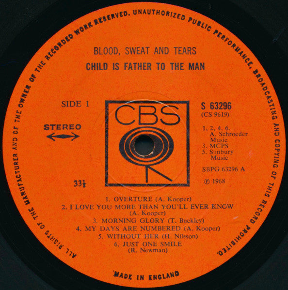 Blood, Sweat And Tears - Child Is Father To The Man (Vinyl, LP, Album, Stereo) Very Good (VG) / Good Plus (G+)