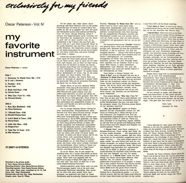 Oscar Peterson - My Favorite Instrument (Vinyl, LP, Album, Repress) Very Good Plus (VG+) / Very Good (VG)