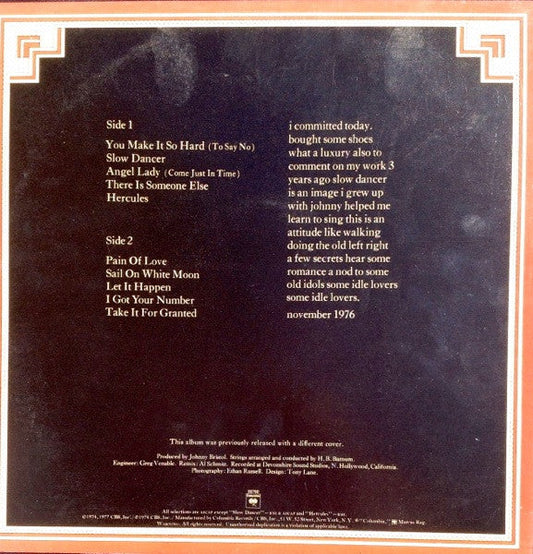 Boz Scaggs - Slow Dancer (Vinyl, LP, Album, Reissue) Very Good Plus (VG+) / Good (G)