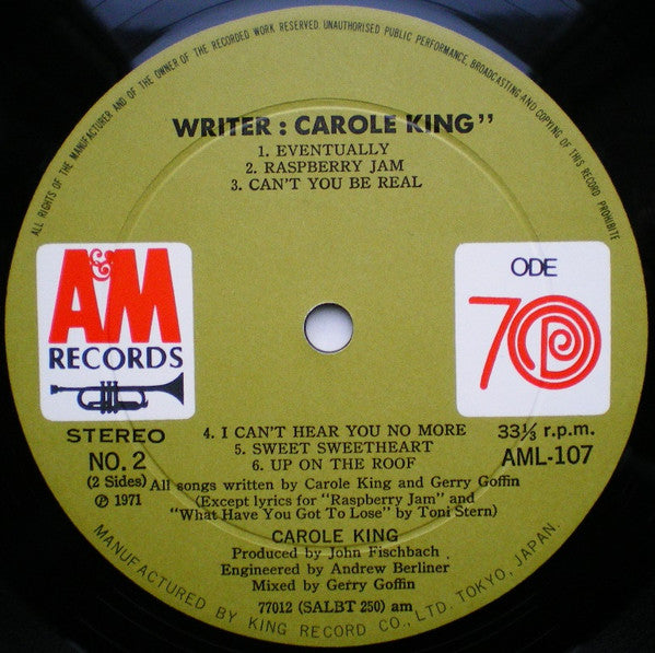 Carole King - Writer: Carole King (Vinyl, LP, Album) Very Good Plus (VG+) / Very Good (VG)