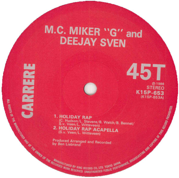 MC Miker G. & DJ Sven - Holiday Rap (Vinyl, 12", 45 RPM) Very Good Plus (VG+) / Very Good Plus (VG+)
