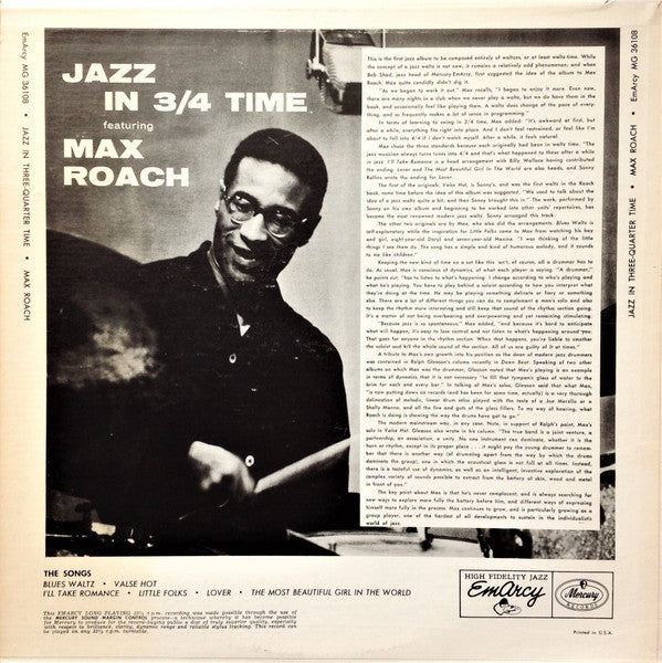 Max Roach - Jazz In 3/4 Time (Vinyl, LP, Album, Reissue, Mono)