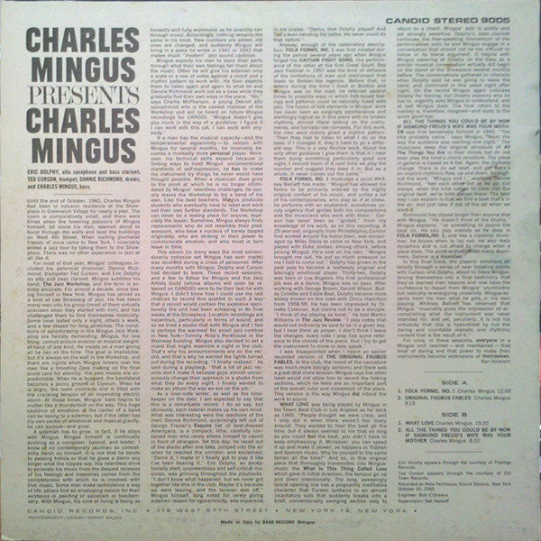 Charles Mingus - Presents Charles Mingus (Vinyl, LP, Album, Stereo, Reissue) Very Good (VG) / Very Good Plus (VG+)