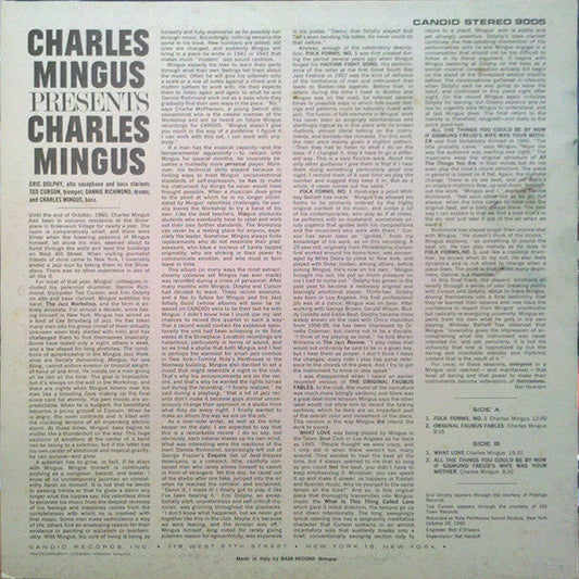 Charles Mingus - Presents Charles Mingus (Vinyl, LP, Album, Stereo, Reissue) Very Good (VG) / Very Good Plus (VG+)