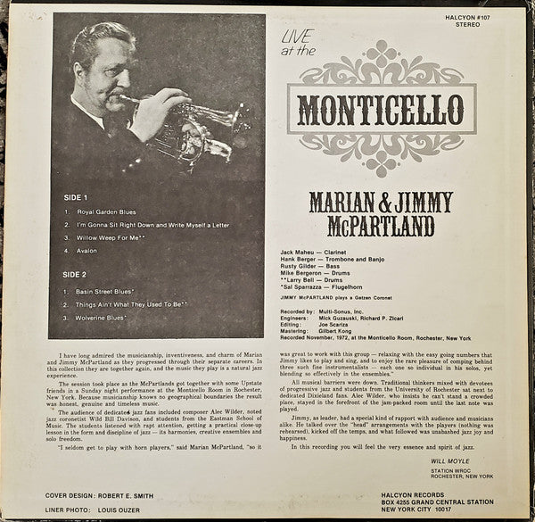 Jimmy McPartland - Live At The Monticello (Vinyl, LP, Album, Stereo) Very Good (VG) / Very Good Plus (VG+)