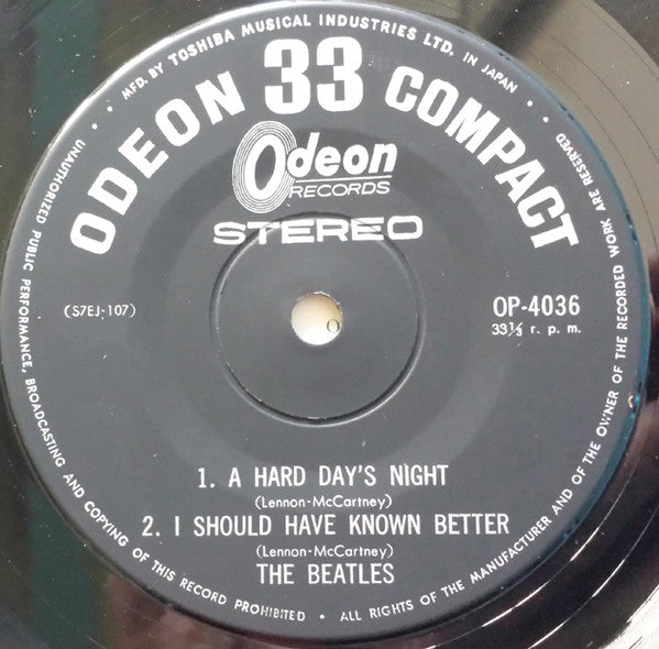 The Beatles - A Hard Day's Night (Vinyl, 7", 33 ⅓ RPM, Stereo) Good Plus (G+) / Good Plus (G+)