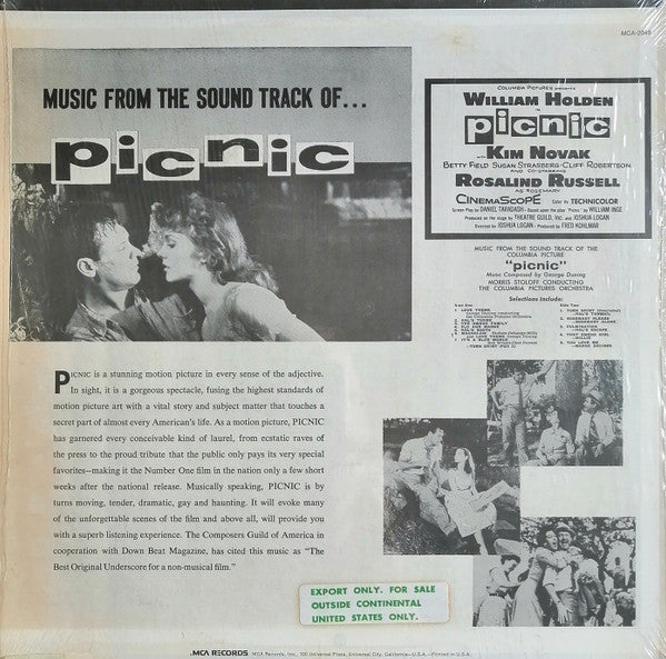 George Duning - Music From The Sound Track Of The Columbia Picture "Picnic" (Vinyl, LP, Album, Reissue) Very Good (VG) / Very Good (VG)