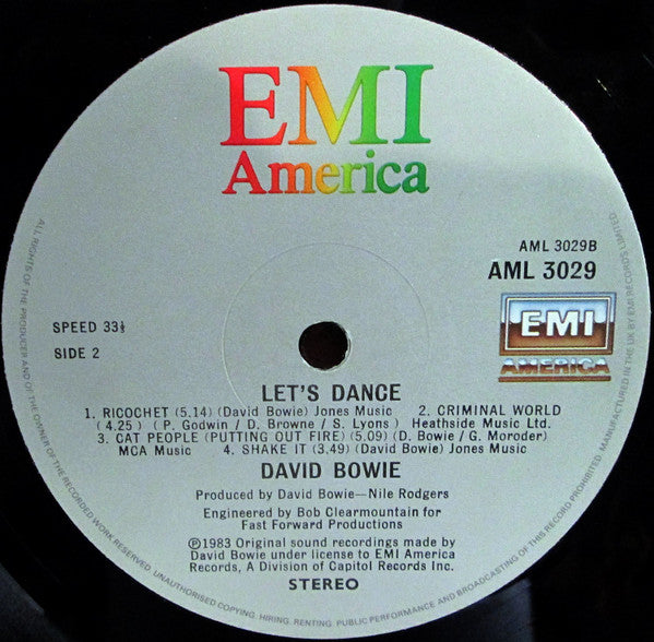 David Bowie - Let's Dance (Vinyl, LP, Album, Stereo) Very Good Plus (VG+) / Very Good (VG)