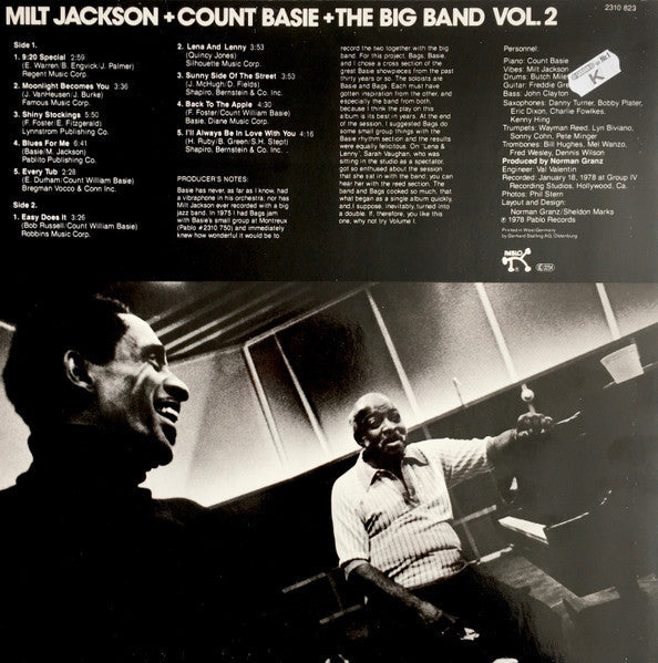 Milt Jackson - Milt Jackson + Count Basie + The Big Band Vol. 2 (Vinyl, LP) Very Good Plus (VG+) / Very Good Plus (VG+)