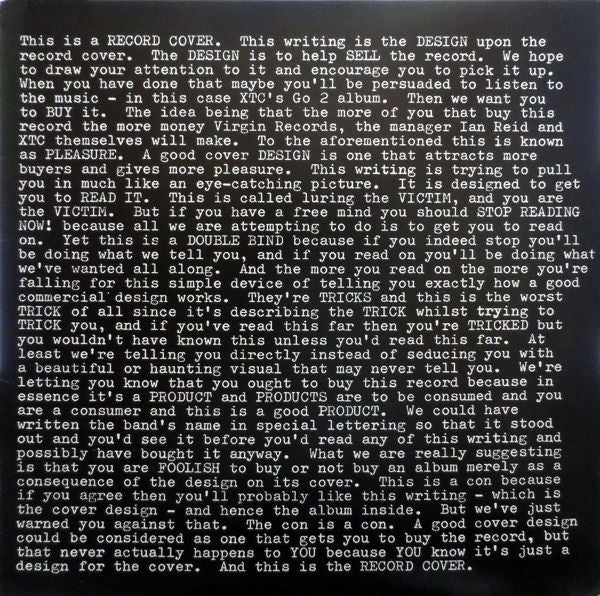 XTC - Go 2 (Vinyl, LP, Album) Very Good (VG) / Very Good Plus (VG+)