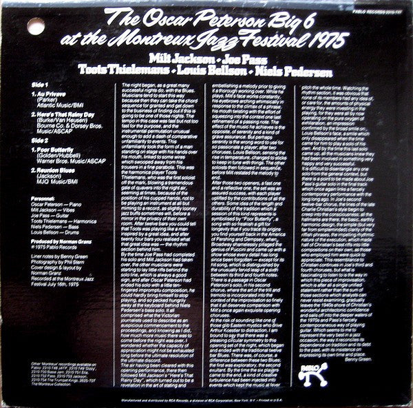 The Oscar Peterson Big 6 - The Oscar Peterson Big 6 At The Montreux Jazz Festival 1975 (Vinyl, LP, Album, Stereo) Good Plus (G+) / Good (G)