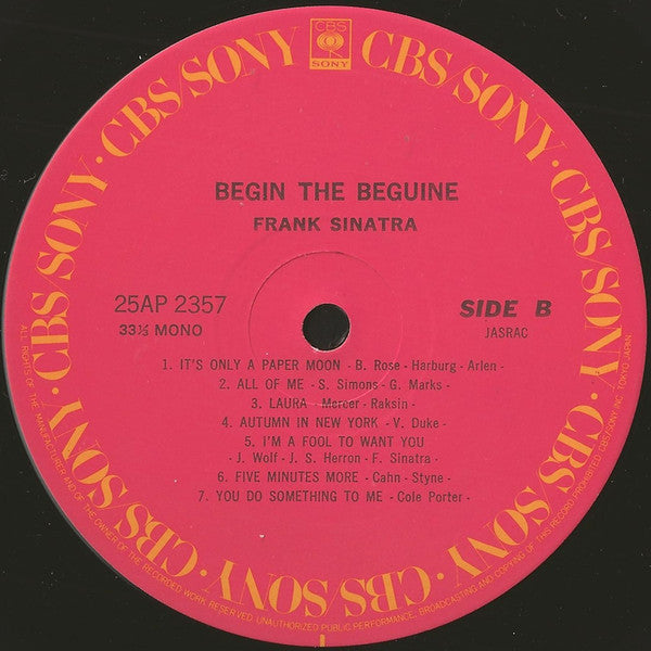 Frank Sinatra - Begin The Beguine (Vinyl, LP, Compilation, Mono)
