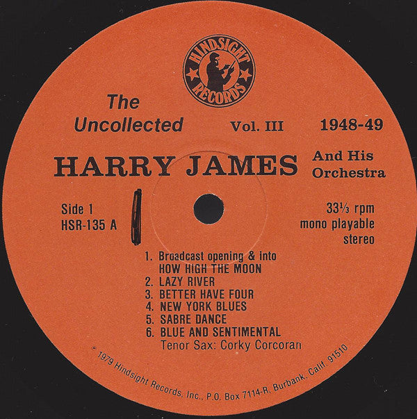 Harry James And His Orchestra - The Uncollected Harry James, Vol. 3, 1948-1949 (Vinyl, LP, Mono) Very Good Plus (VG+) / Very Good Plus (VG+)