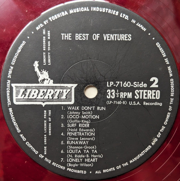 The Ventures - The Best Of Ventures = ベスト・オブ・ヴェンチャーズ (Vinyl, LP, Compilation, Stereo) Very Good (VG) / Very Good Plus (VG+)