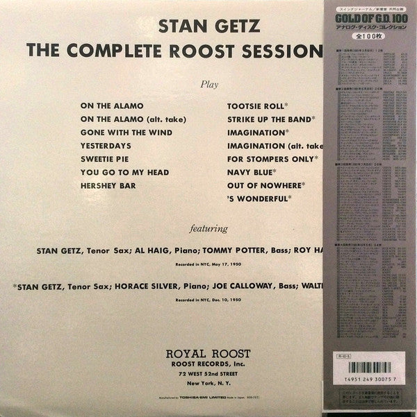 Stan Getz - The Complete Roost Session Vol. 1 (Vinyl, LP, Compilation, Limited Edition, Mono) Very Good Plus (VG+) / Very Good (VG)